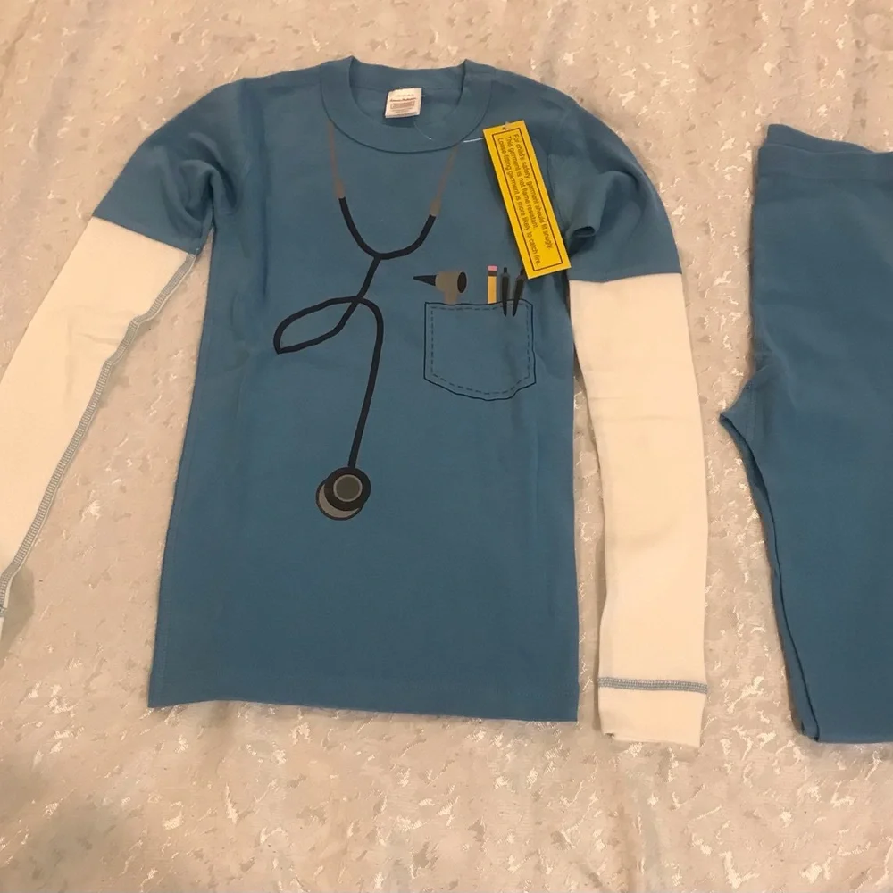 Hannah Andersson Blue and White Kids' Doctor Pajamas, Halloween costume NWT